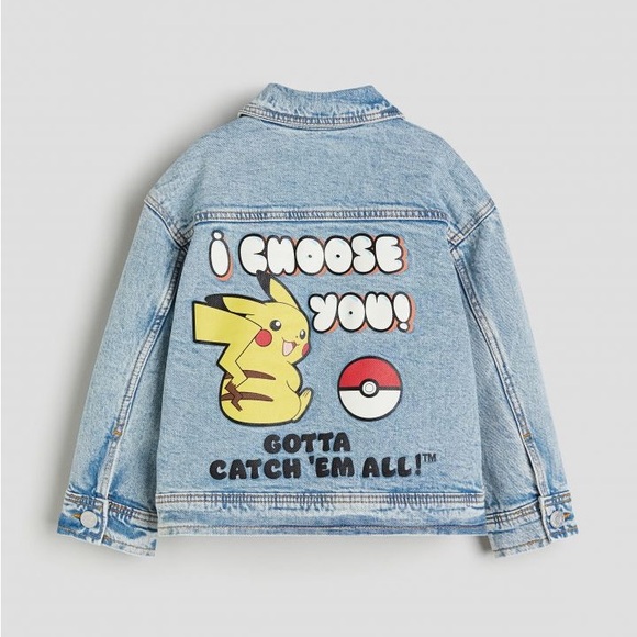 H&M Baby Kids Pokémon Pikachu Denim Jean Jacket Boys Girls 2T Toddlers - Picture 1 of 6